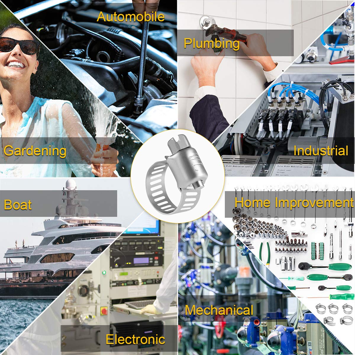 WINL Stainless Steel Hose Clamps - 22 Pack Worm Gear Drive Hose Clamps Micro Size 6 Clamping Range from 5/16 Inch to 7/8 Inch (8mm-22mm) for Automotive Plumbing, 1/2'', 3/4'' Clamps