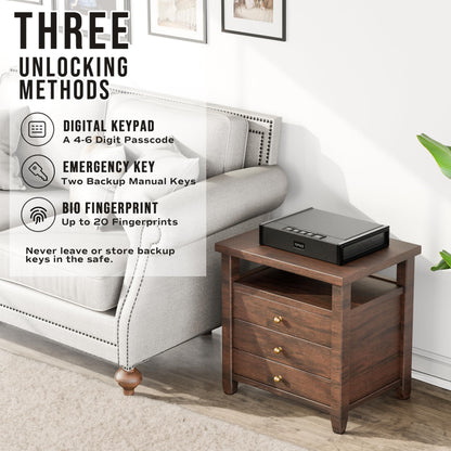 RPNB Gun Safe for Handgun, Pistol Safe with Fingerprint and Digital Keypad, Quick Access Biometric Handgun Safes for Home Nightstand Bedside, Gun Lock Box for 2 Pistols and More