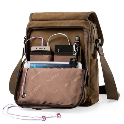 XINCADA Mens Bag Messenger Bag Canvas Shoulder Bags Travel Bag Man Purse Crossbody Bags for Work Business