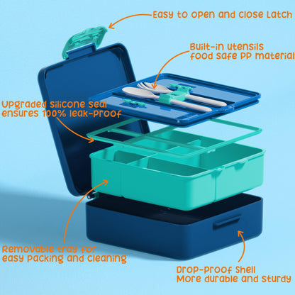 Fimibuke Kids Bento Lunch Box with 4 Compartments, Insulated lunch Bag, Stainless Steel Insulated Water Bottle, Ice Pack & Utensils Set, Birthday Gifts for Ages 3-12 Back to School Toddler Girls Boys