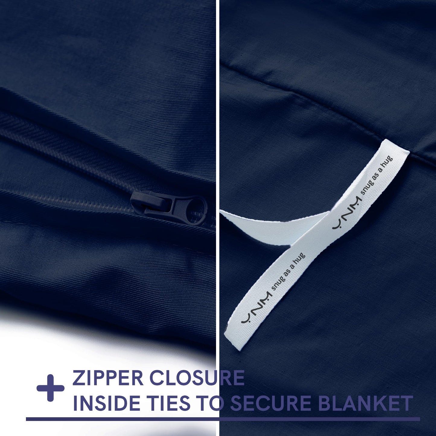 YnM Exclusive Cotton Duvet Cover for Weighted Blankets with 16 Strings (Navy, 60"x80")