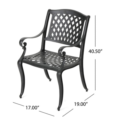 Christopher Knight Home Hallandale Outdoor Cast Aluminum Chairs, 2-Pcs Set, Antique Matte Black