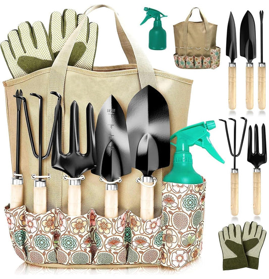 scuddles Gardening Tools for Women Stainless Steel Gardening Tools - Gardening Kit Garden Tools for Women Includes Shovel Trowel Fork Rake Gardening Gloves Perfect Gardening Gifts