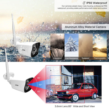 Wireless Security Camera System Outdoor, UNIOJO 2.0MP 1080P Waterproof IP66 Indoor Outdoor Home Surveillance IP Camera with 8CH CCTV NVR Recorder (1T Hard Drive), Night Vision, Motion Detection