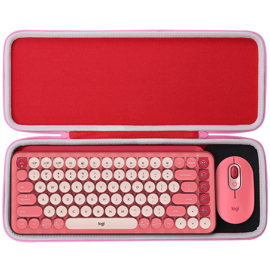 Aenllosi Hard Carrying Case Compatible with Logitech POP ICON Combo/POP Keys Mechanical Wireless Keyboard (Pink)(Case Only)