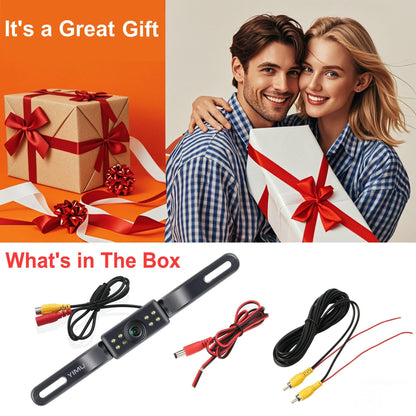 YIMU Car Backup Camera, License Plate Camera with 7 LED Lights Rear Camera, HD Night Vision Rear View Camera,Wide View Angle, IP69K Waterproof Reverse Vehicle Camera for Cars,SUV,Trucks,RV, Pickup