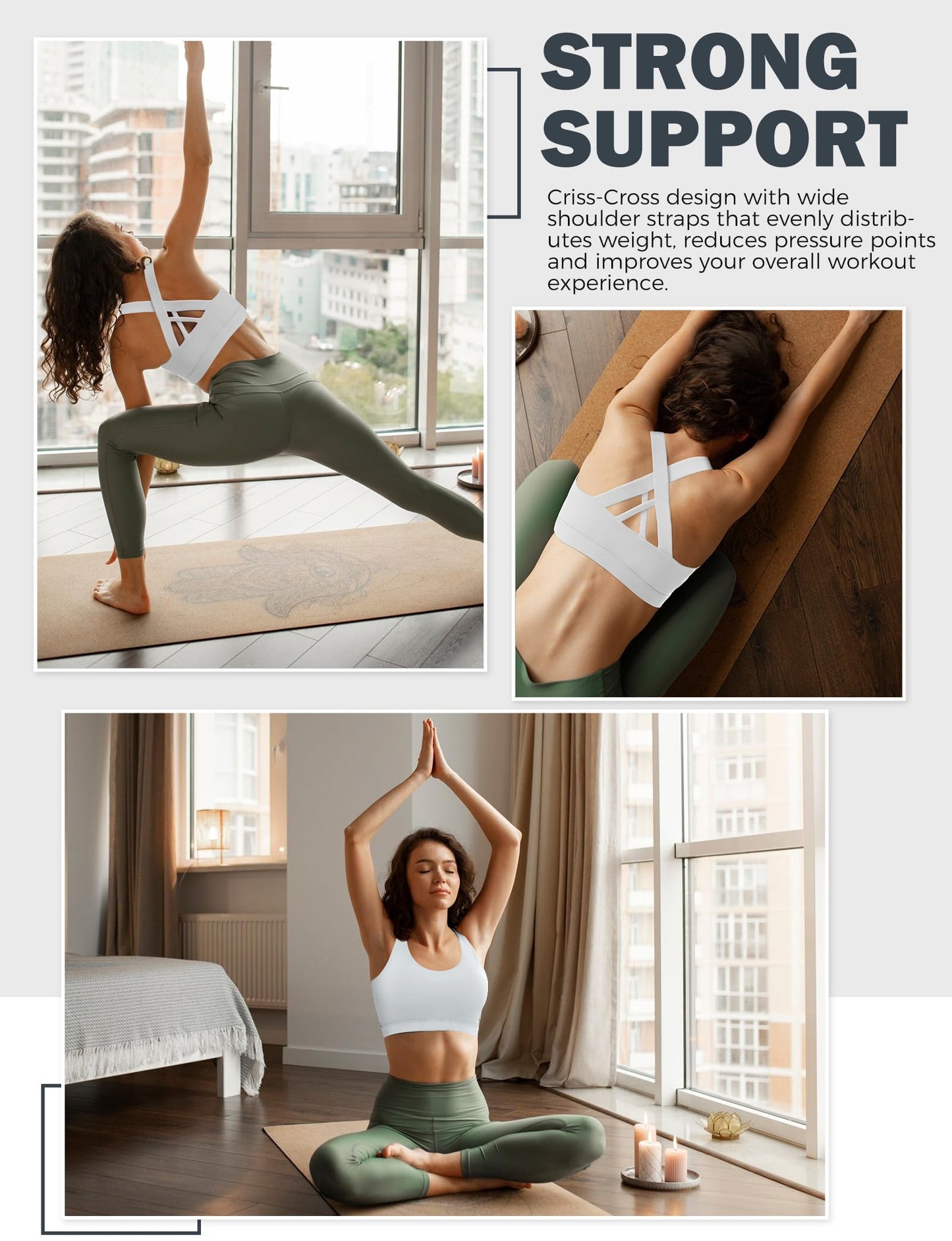 Sports Bras for Women High Support Large Bust, Outdoors High Impact Yoga Wireless Padded Bras,White Padded Low Back Athletic Sleep Workout Strappy Racerback Sports Bra White S-1