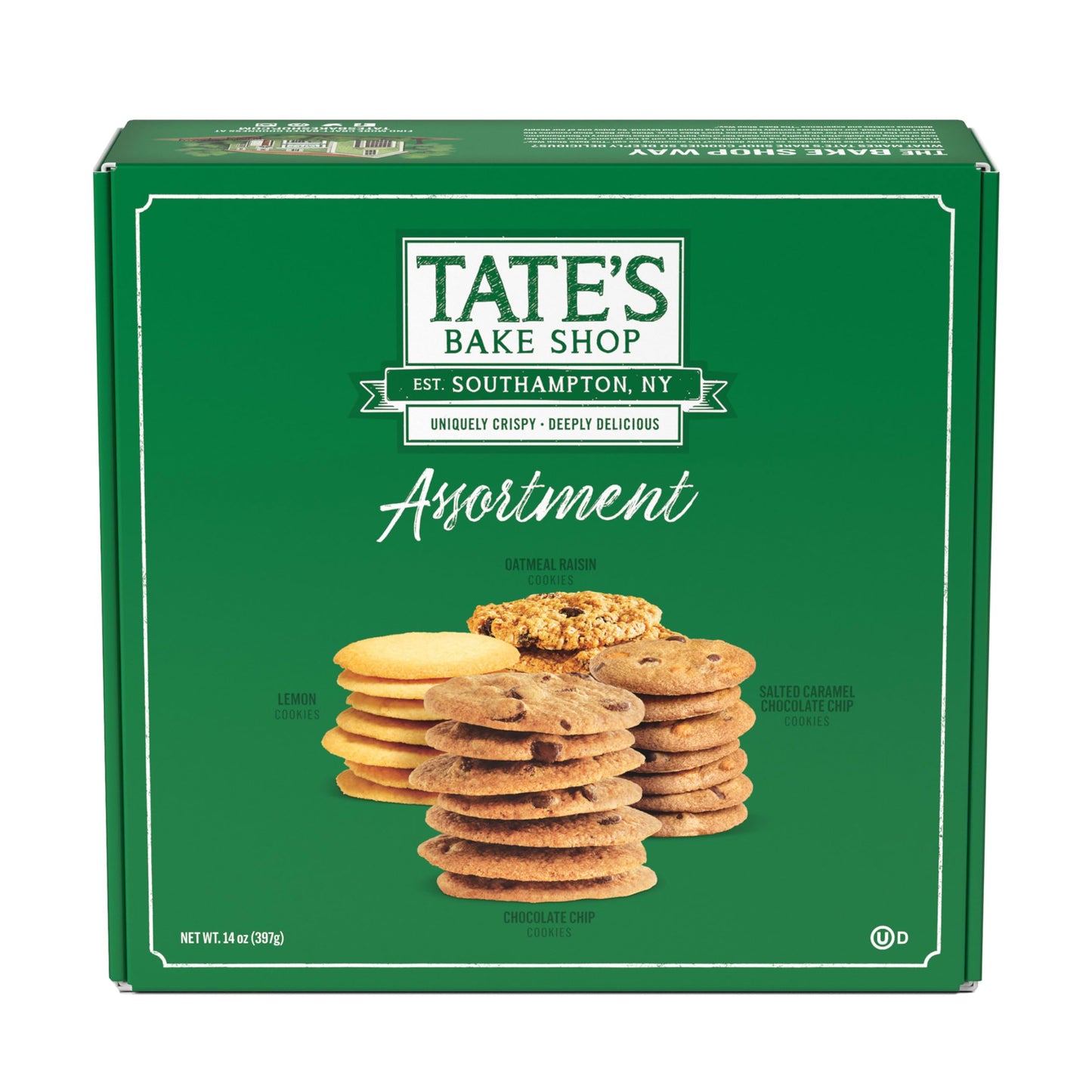 Tate's Bake Shop Cookies Gift Box, Chocolate Chip, Oatmeal Raisin, Salted Caramel and Lemon Cookies, 14 oz