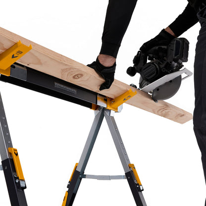 ToughBuilt - Folding Sawhorse - Sturdy, Durable, Lightweight, Heavy-Duty, 100% High Grade Steel - Adjustable up to 4x4 Size Support Arms - 1300 LB Capacity - (TB-C700) - 2 Pack