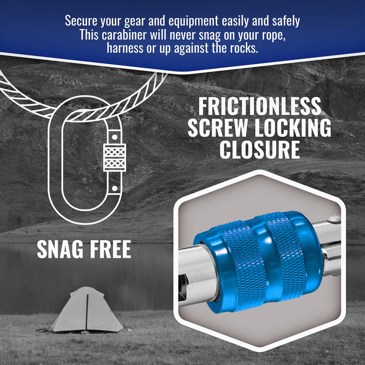 XTEK Climbing Carabiner 25kN – Heavy Duty Steel Locking Carabiner Clip – Large O-Shape Oval Caribeaner for Rock Climbing, Mountaineering, Rappelling – CE/UIAA Certified Climbing Gear