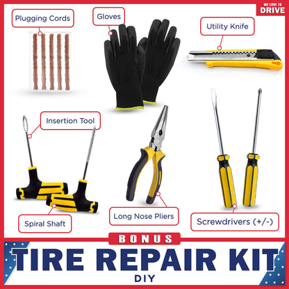 Tire Inflator Portable Air Compressor with Tire Repair Kit – 12V DC Dual Cylinder Air Pump for Car Tires, 150 PSI Tire Pump with Tire Pressure Gauge, Car Emergency Kit, and Cars Accessories Air Pump