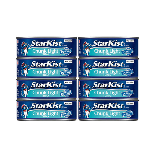 StarKist Chunk Light Tuna in Water, 5 oz (8 Pack) Canned Tuna Fish, Wild Caught, Gluten Free, Ready to Eat, Perfect for Salads, Keto Meals and Snacks, with 20g Protein & 90 Calories Per Serving