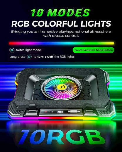 ChillCore RGB Gaming Laptop Cooling Pad with 5.5" Turbo Fan, Rapid Cooling for 15.6-19.3" Laptops, Variable Speed Control, 7 Adjustable Heights - K1 5V RGB