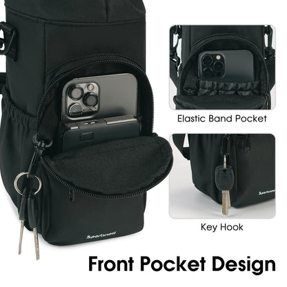 sportsnew Water Bottle Holder with Strap 32oz 40oz Insulated Water Bottle Carrier Sling Bag with Phone Pocket Tumbler Bag Cup Sleeve Crossbody Pouch for Walking Hiking Travelling, Black