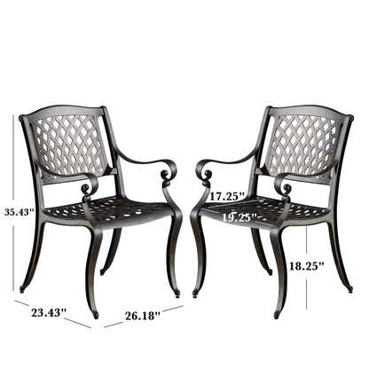 Christopher Knight Home Hallandale Outdoor Cast Aluminum Chairs, 2-Pcs Set, Antique Matte Black