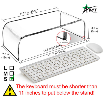 AMT Premium Acrylic Clear Monitor Riser Laptop/PC/Multimedia Monitor Stand for Home Office