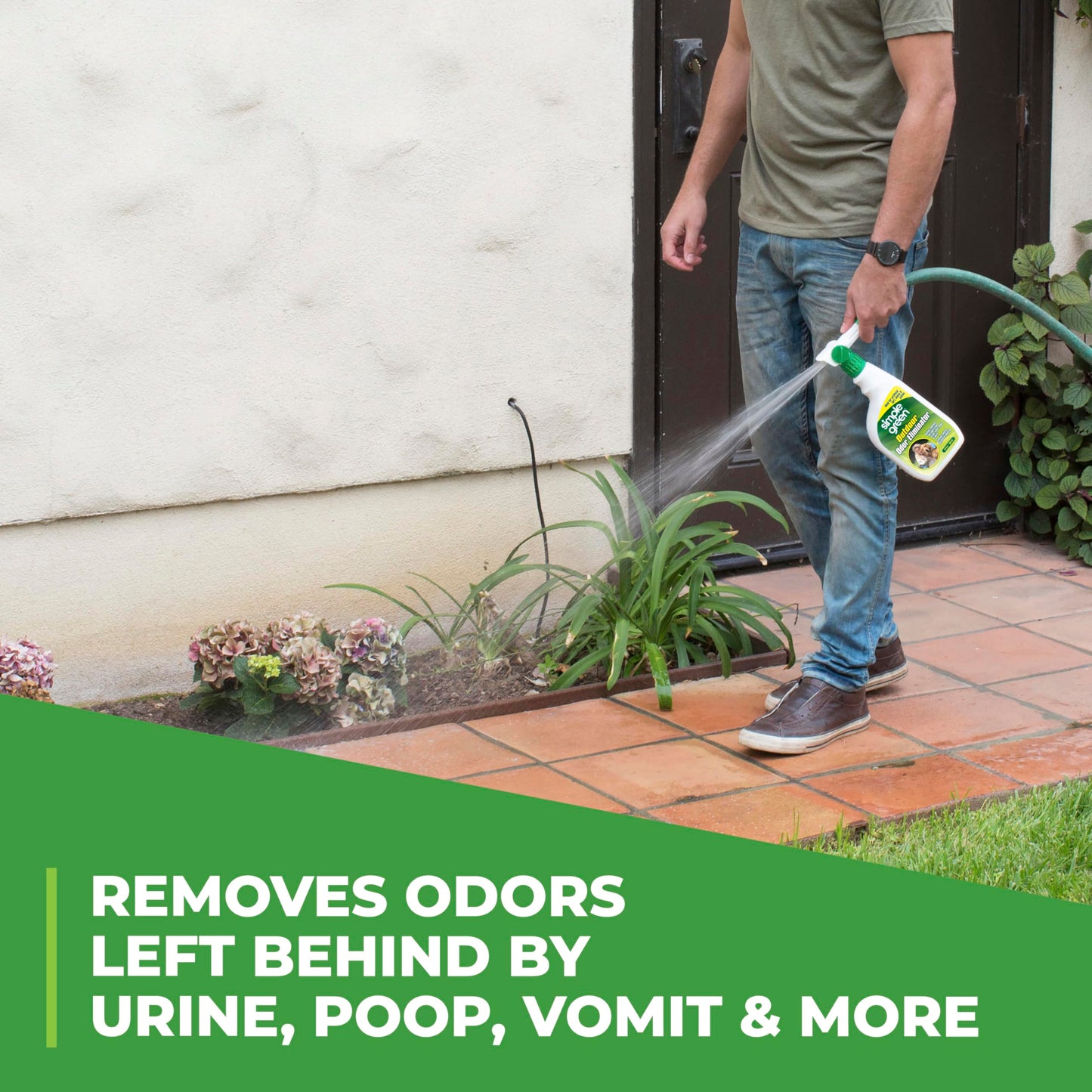 Simple Green Outdoor Odor Eliminator for Pets, Dogs, Ideal for Artificial Grass & Patio (32 oz Hose End Sprayer & 1 Gallon Refill)