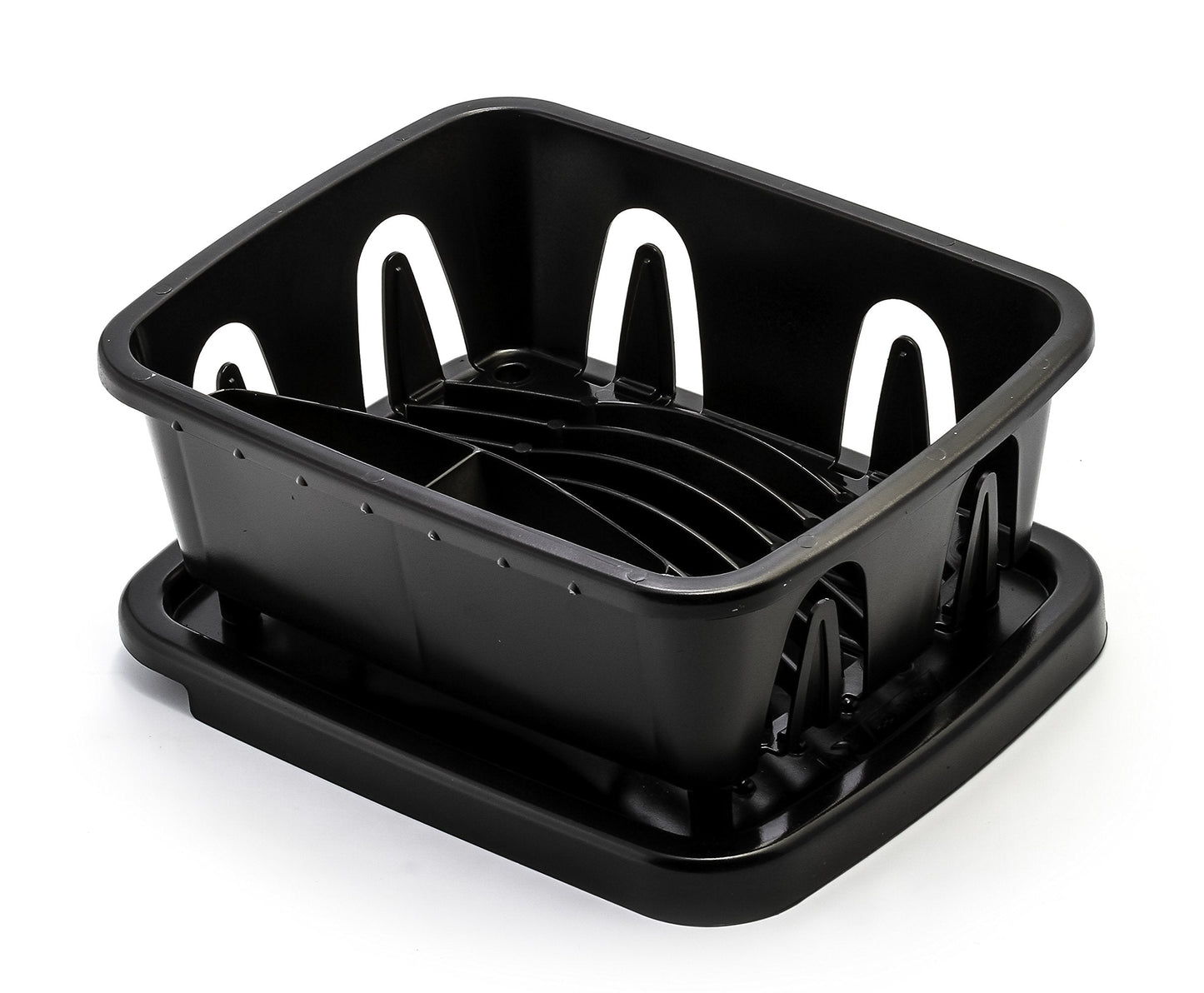 Camco Mini Dish Drainer and Tray - Fits RV Sinks and Small Counter Spaces - Durable Heavy-Duty Construction - Black (43512)