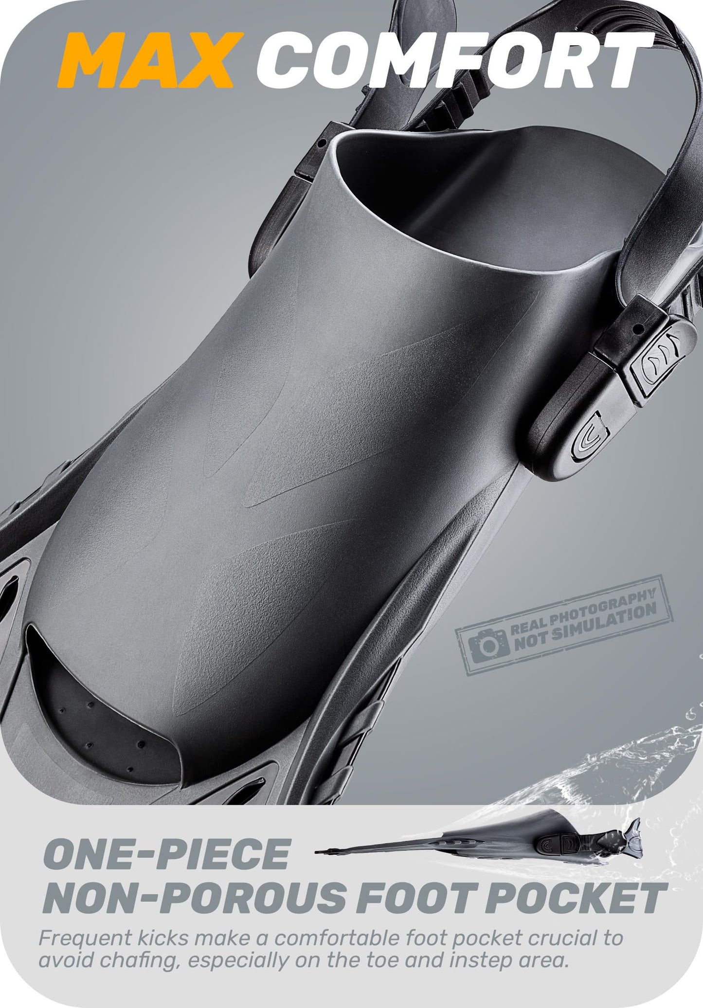 CAPAS Snorkel Fins, Swim Fins Travel Size Short Adjustable for Snorkeling Diving Adult Men Women Kids Open Heel Swimming Flippers