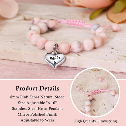 Sereney 6 Year Old Girl Birthday Gift, Adjustable Beaded 6th Bday Bracelets as 6th Birthday Gifts for 6 Year Old Girls, Six Year Old Girl Bday Gifts for Daughter Niece Granddaughter Girls