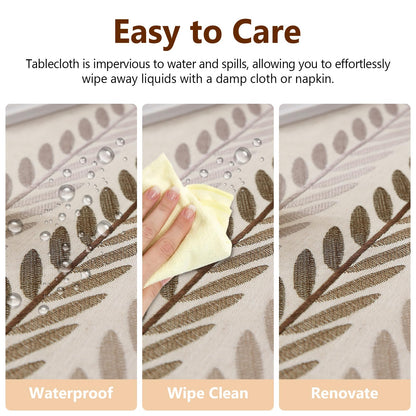 Deep Dream Table Cloth Rectangle Table, Rustic Waterproof Cotton Linen Tablecloths, Wrinkle Free Farmhouse Style Table Cloths for Parties, Kitchen Dining, Holiday, 55''x102'', 8-10 Seats