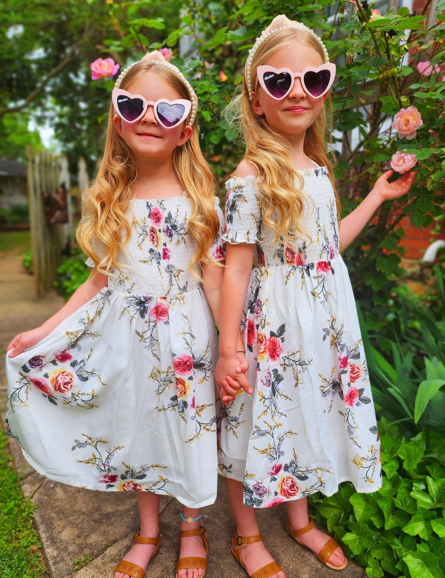 Arshiner Girl Short Sleeve Floral Print Cute Casual Fit and Party Dress White for 12-13 Years