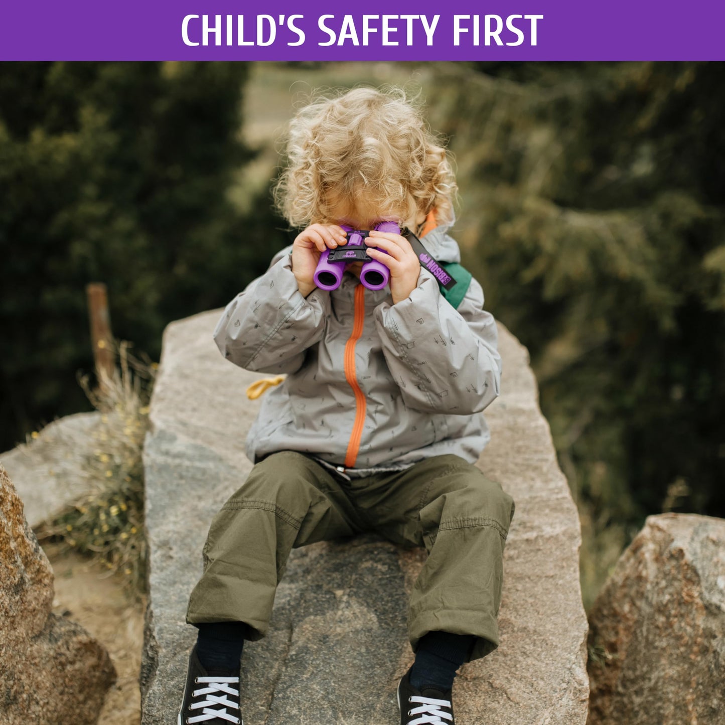 BeBison Binoculars for Kids and Adults - 8x21 High Resolution Real Optics - Compact Folding Shockproof Kids Binoculars for Bird Watching - Spy Games - Outdoor Play for Boys and Girls