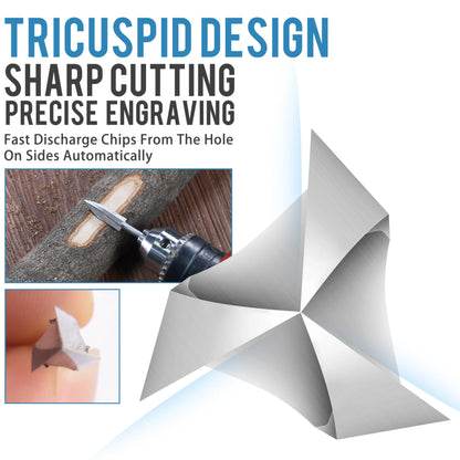 Wood Carving Tools for Rotary Tool, 5 PCS HSS Woodworking Tools Engraving Drill Bit Set Wood Crafts Grinding Tool Universal 1/8” Shank for DIY Carving Drilling Micro Sculpture