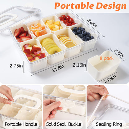 Snackle Box Container, Dishwasher Safety - Divided Serving Tray with Lid and Handle, Charcuterie Board for Portable Snack Platters - Clear Organizer for Fruits Snacks,Perfect for Road Travel