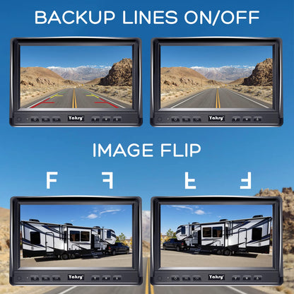 Yakry RV Backup Camera Plug and Play - No Delays 7 Inch HD 1080P Rear View Camera with IR Night Vision 2 Channels - Waterproof Reverse Camera for Truck Trailer Camper Tractor Y14