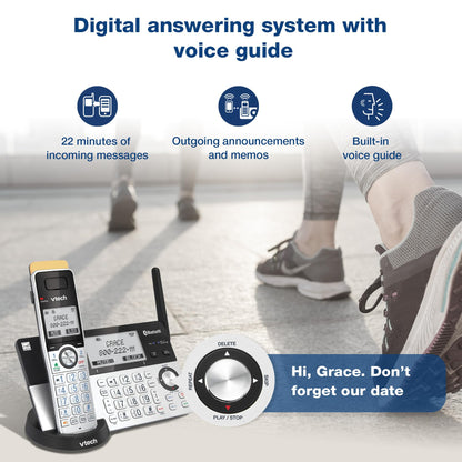 VTech IS8151-5 Super Long Range 5 Handset DECT 6.0 Cordless Phone for Home with Answering Machine, 2300 ft Range, Call Blocking, Bluetooth, Headset Jack, Power Backup, Intercom, Expandable to 12 HS