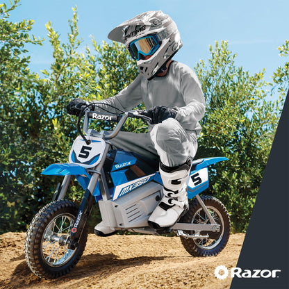 Razor MX350 Dirt Rocket Electric Motocross Bike, Blue, 10-12 inches
