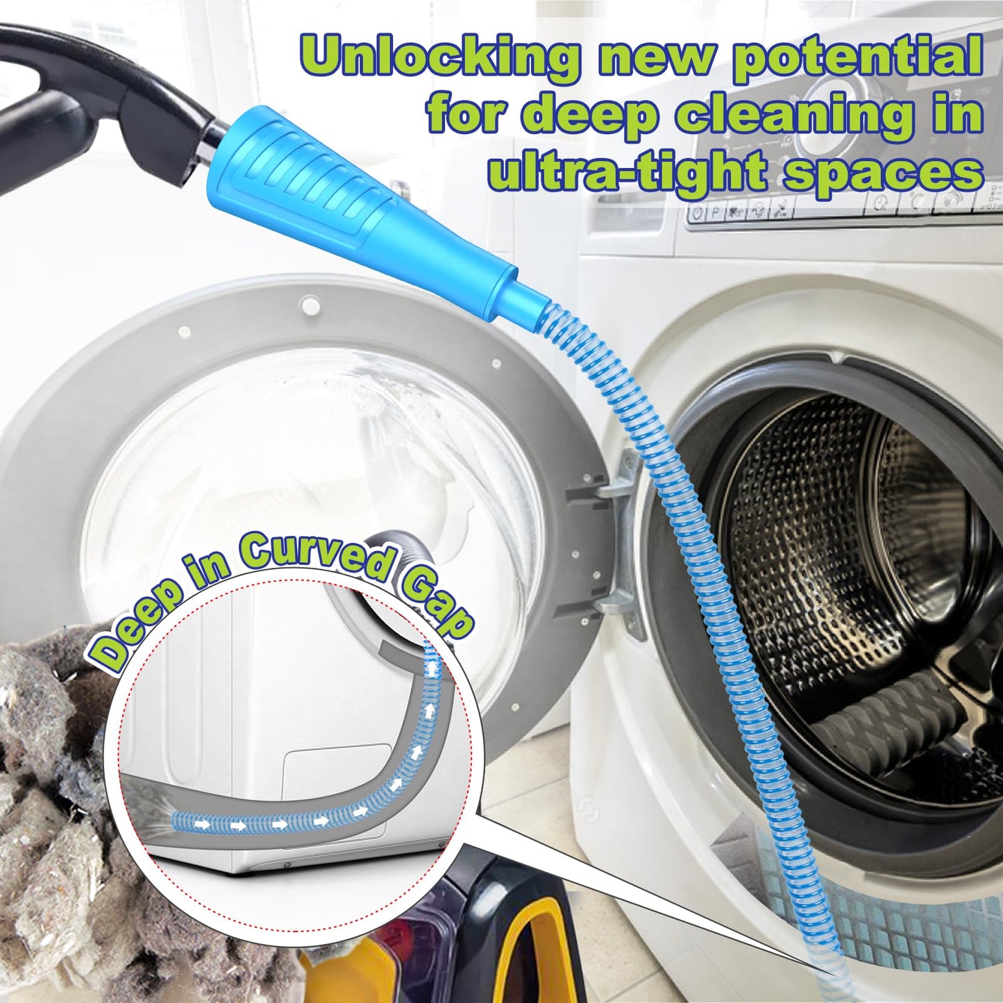 Sealegend Dryer Vent Cleaner Kit Dryer Lint Vac Attachment with Brush, Lint Remover, Dryer Vent Vacuum Hose Cleaning Tools, Blue