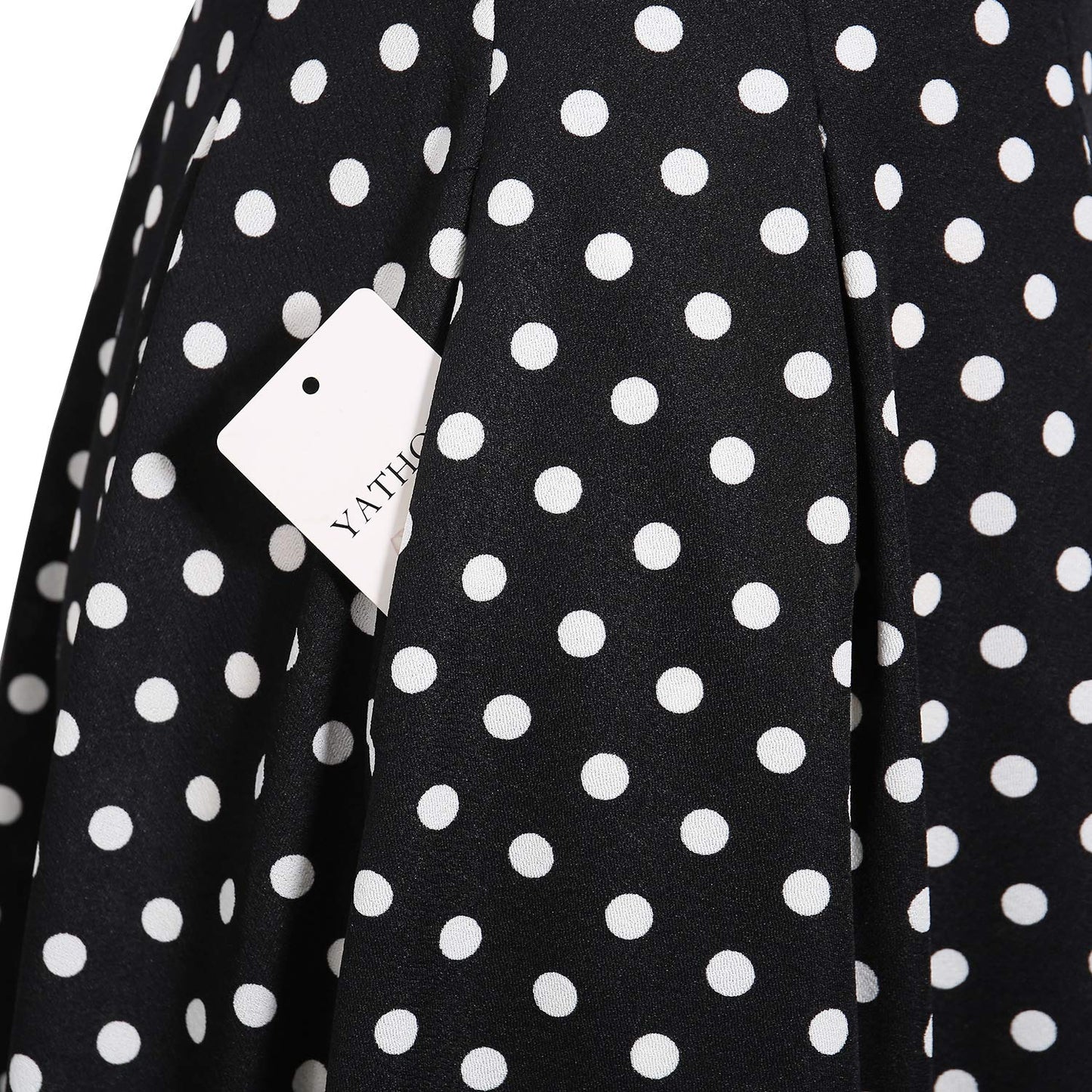 Sureple Wear to Work Dresses for Women Retro 50s Black Polka Dot Keyhole Cutout Pleated Summer Fit and Flare Swing Casual Dresses with Pockets (L, SP81-Black Dot)