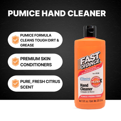 Fast Orange 25108 Pumice Lotion, Heavy Duty Hand Cleaner, Natural Citrus Scent, Waterless Cleaner For Mechanics, Strong Grease Fighter, 7.5 oz