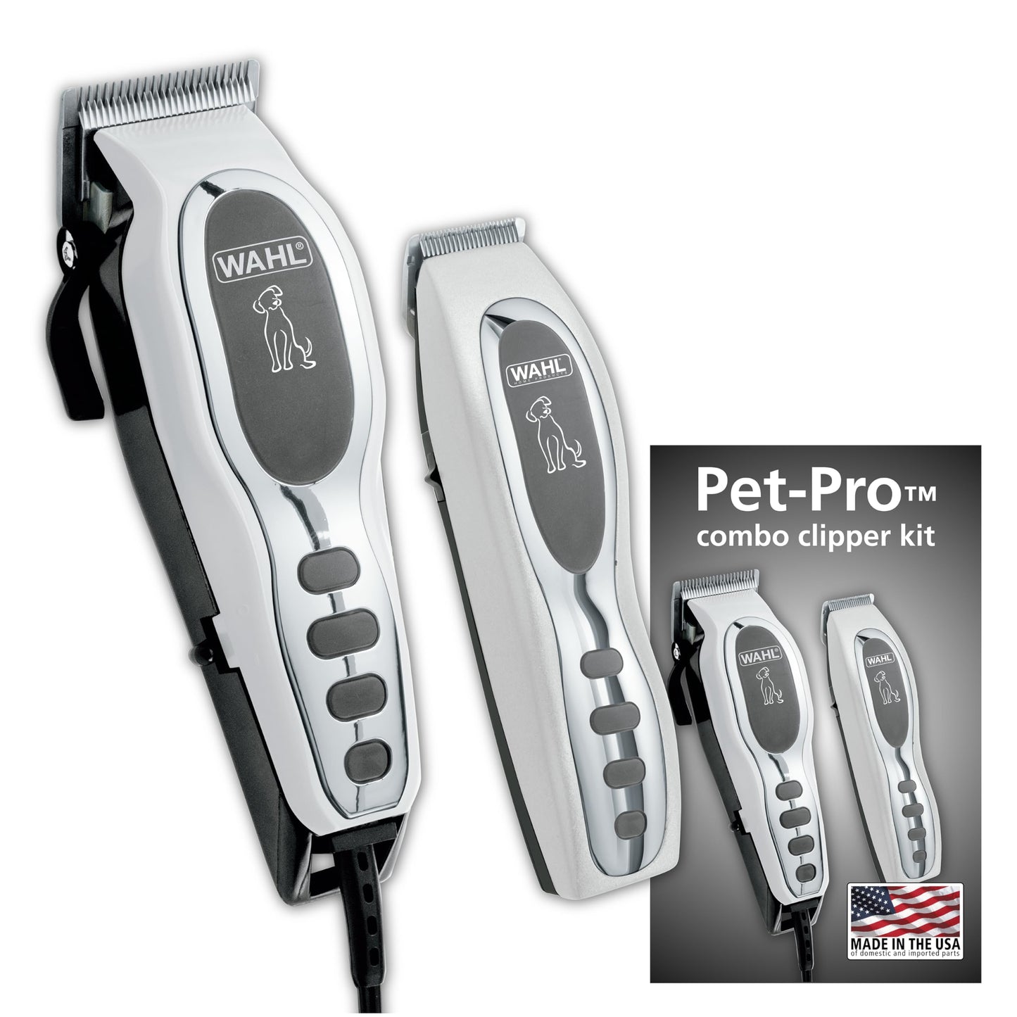 Wahl USA Pet-Pro Corded Clipper & Battery Trimmer Pet Grooming Combo Kit for Dogs with Light to Thick Coats, The Brand Used by Professionals - Model 9284