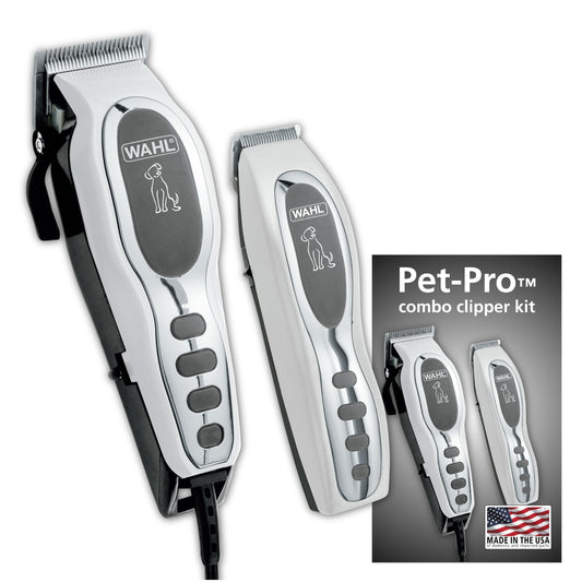 Wahl USA Pet-Pro Corded Clipper & Battery Trimmer Pet Grooming Combo Kit for Dogs with Light to Thick Coats, The Brand Used by Professionals - Model 9284
