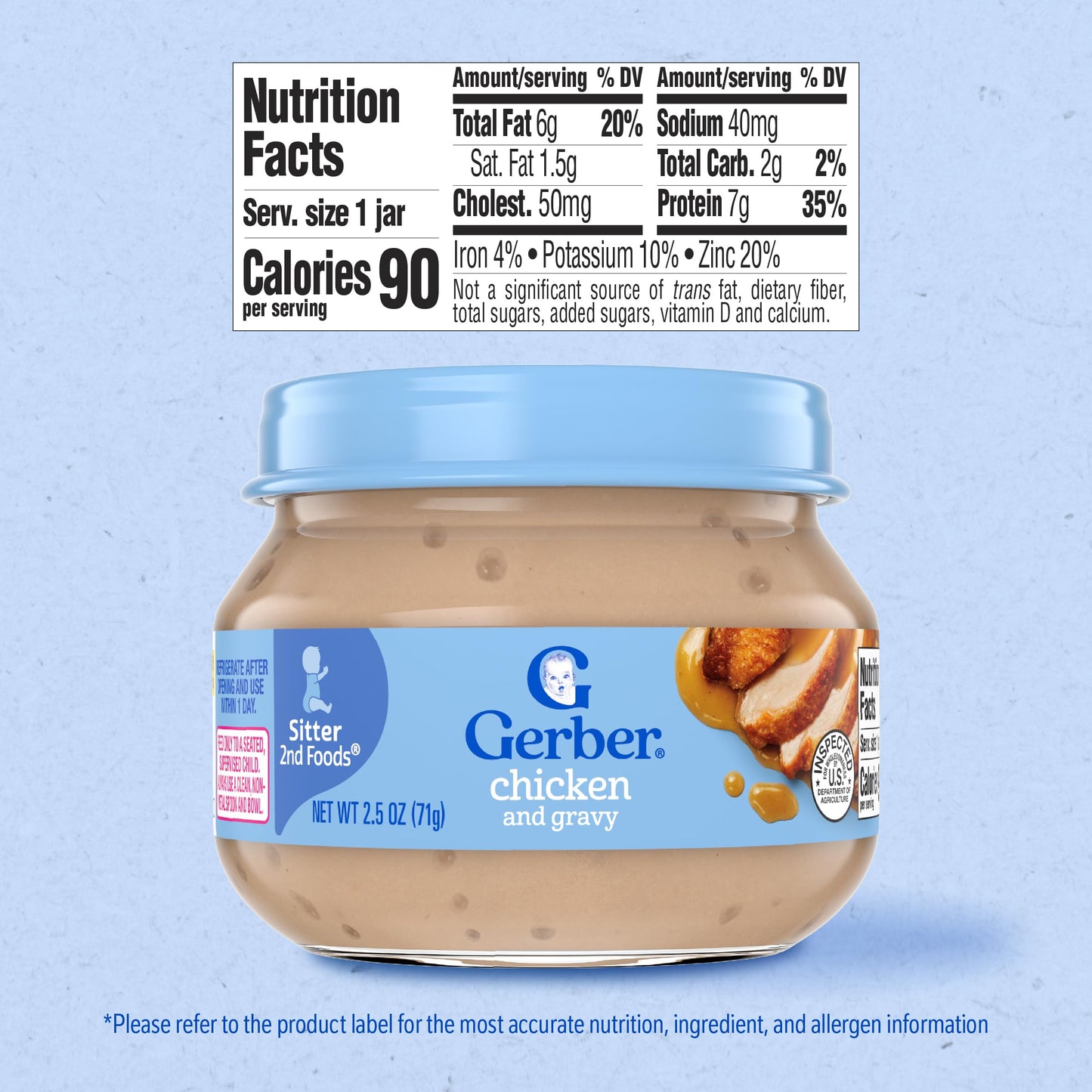 Gerber Stage 2, Chicken and Gravy Jar, Baby Food, Mealtime Poultry Puree, 10-Pack