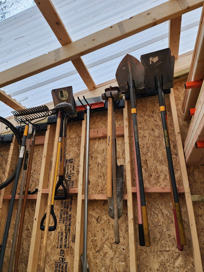 TIDYME Garage Tool Organizer Wall Mount - 48 inches - Sturdy Storage Rack with Adjustable Hooks, Anti-Rust - Easy Installation, 300lbs Capacity - Garden Tool Organizer (03 Racks & 06 Hooks)