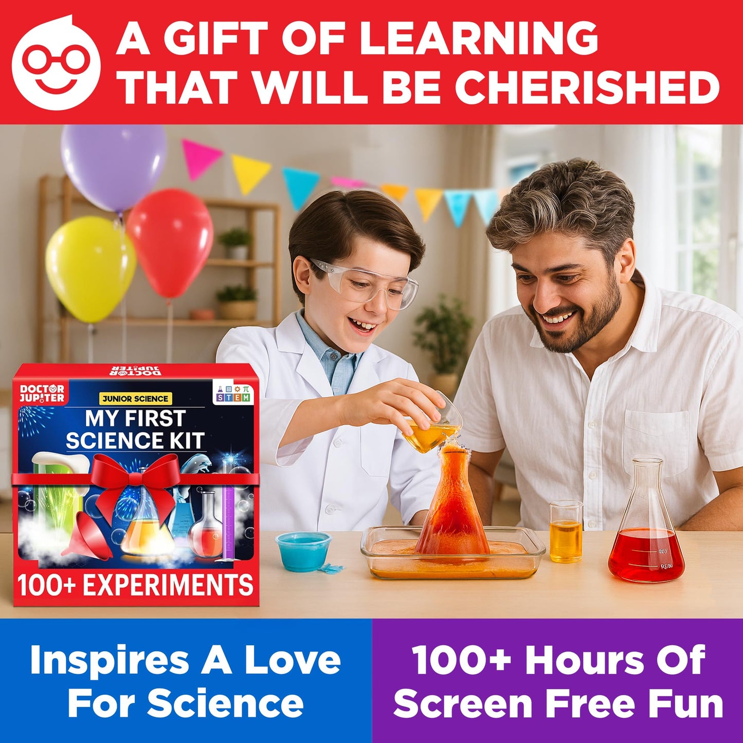 Doctor Jupiter My First Science Kit for Kids Ages 4-5-6-7-8 | Birthday Gift Ideas for 4+ Year Old Boys & Girls | Toy Stem Kit with 100+ Experiments | Learning & Educational Projects