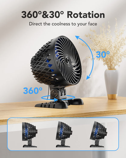 USB Desktop Small Fan, Stepless Speed Adjustment with Multiple Speed Levels, Portable Plug-in Personal Mini Fan,Quiet Powerful Airflow,Suitable for Office Home Dormitory Bedroom, 4.9 Feet Long Cable