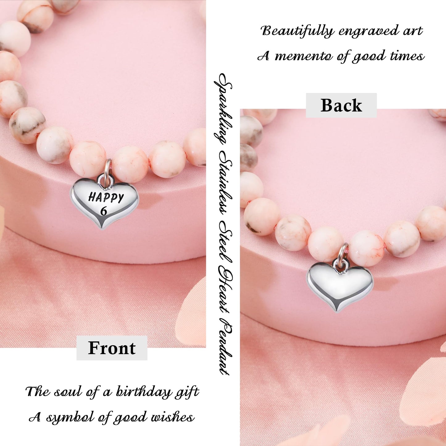 Sereney 6 Year Old Girl Birthday Gift, Adjustable Beaded 6th Bday Bracelets as 6th Birthday Gifts for 6 Year Old Girls, Six Year Old Girl Bday Gifts for Daughter Niece Granddaughter Girls