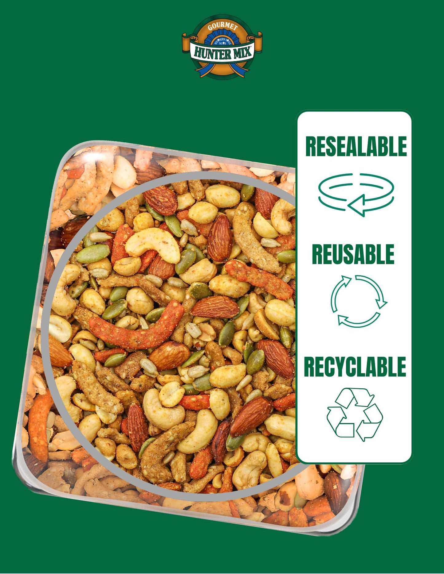 Southern Style Nuts Gourmet Hunter Bulk Trail Mix, 23 oz (Pack of 1), Sesame Sticks, Roasted Peanuts, Sunflower Kernels, Almonds, Cashews & Pepitas, Mixed Nuts, Snacks for Adults & Kids