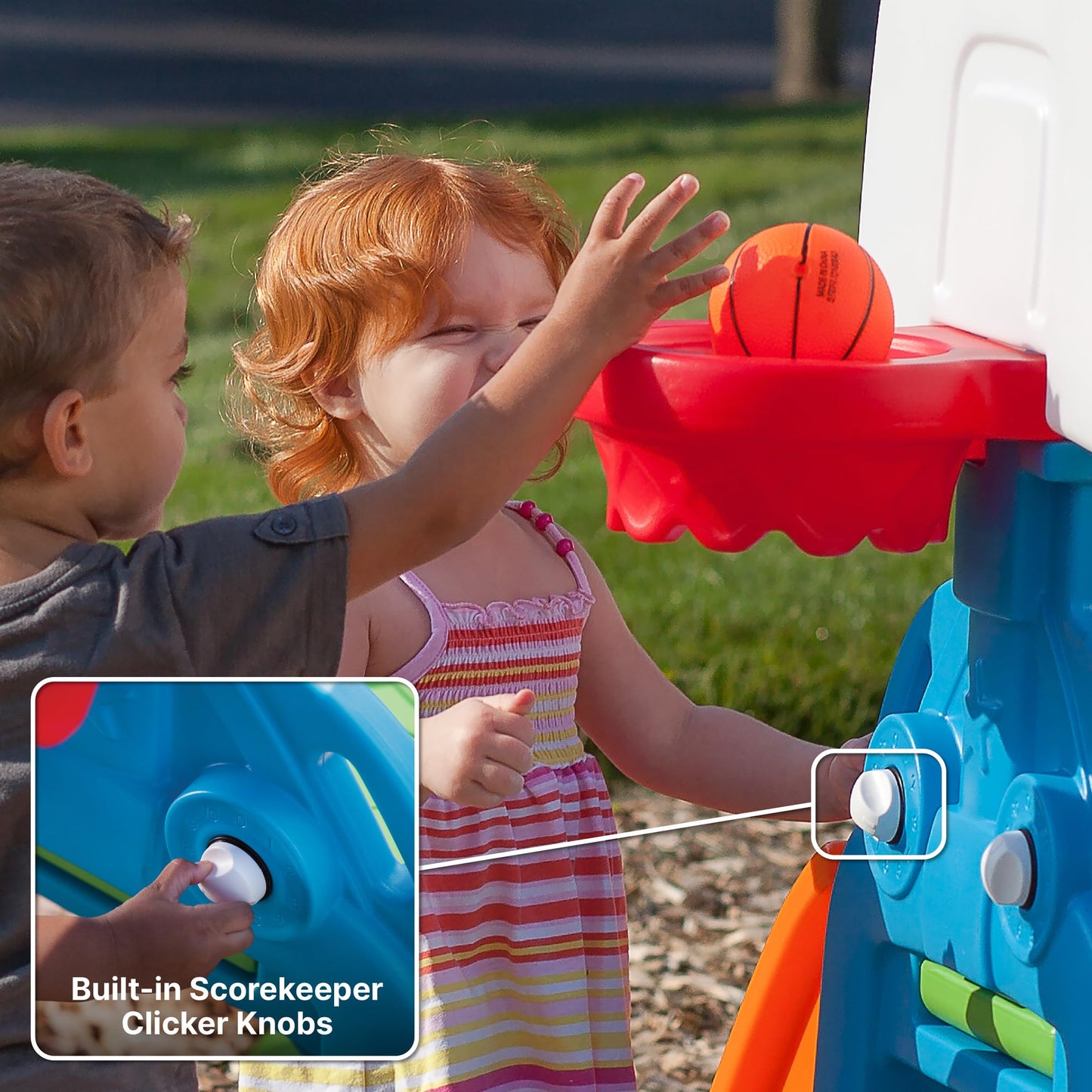 Step2 Game Time Sports Climber, Kids Indoor/Outdoor Playset, Backyard Playground Set, Slide, Climbing Wall, Basketball Hoop, Outside Jungle Gym, For Toddlers 2-6 Years Old