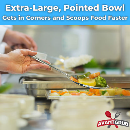 Super Strong, Ergonomic 11 in Serving Spoon 1 Pk. Big, Solid Stainless Steel Spoons for Cooking, Baking and Basting. Best Kitchen Flatware for Buffet and Banquet Service in Restaurants and Homes