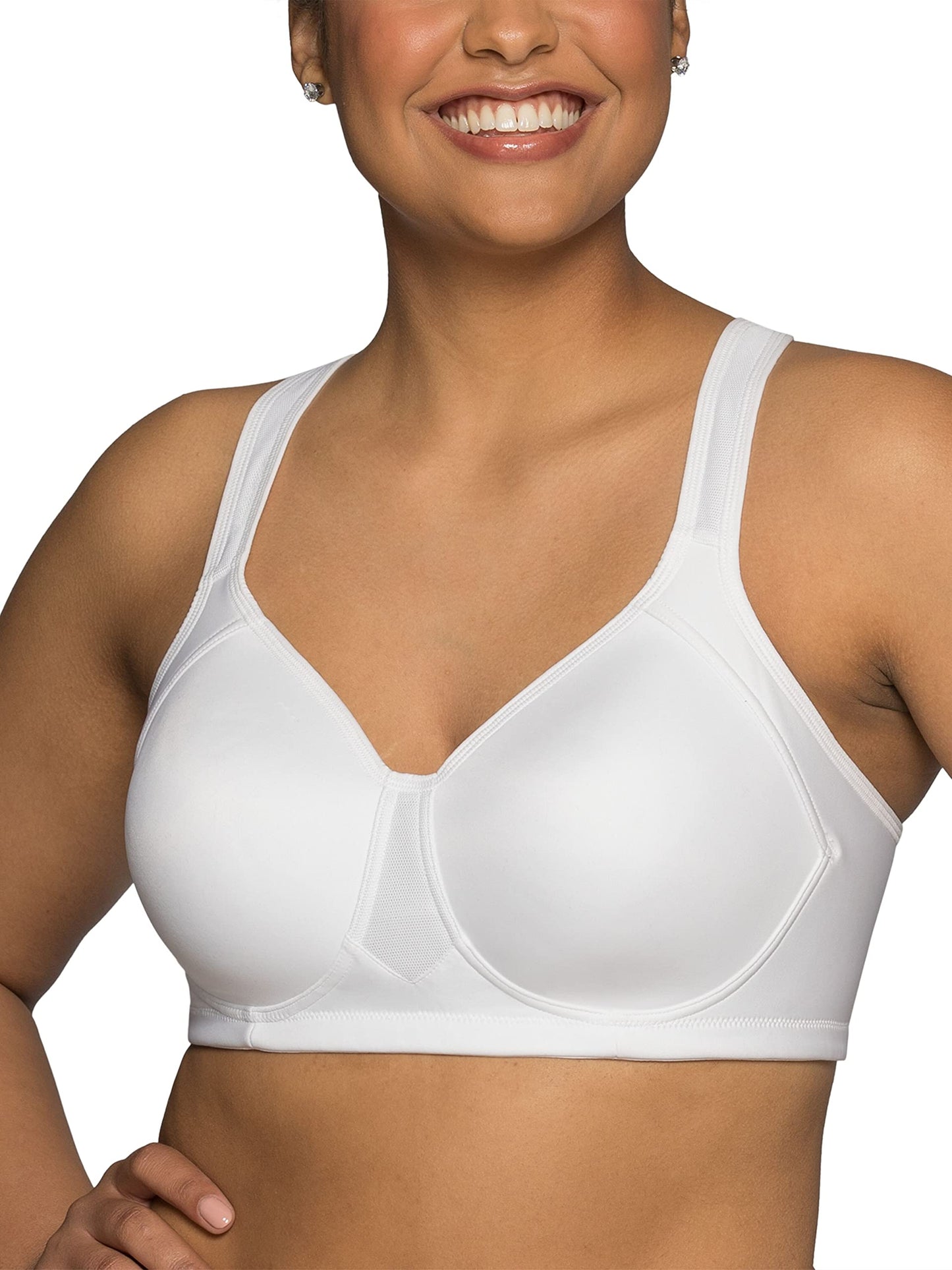 Vanity Fair Womens Medium Impact Sports For Breathable, Moisture Wicking, Padded Cups Up To Ddd Bra, Wireless - White, 36D US