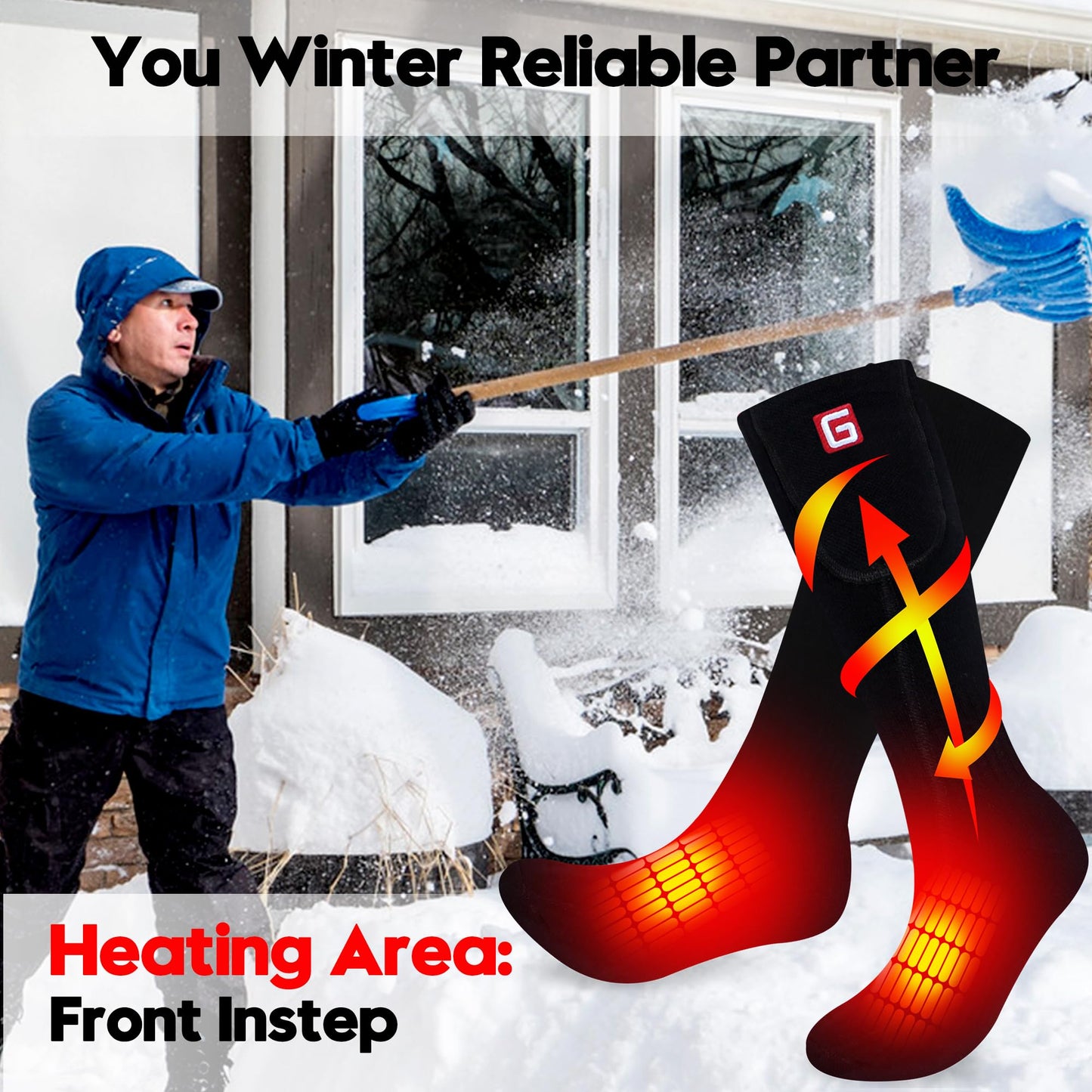 Rabbitroom Heated Socks for Men Rechargeable Electric Heated Socks for Men Women Washable Arthritis Heated Socks Winter Warm Thermal Heated Socks Foot Warmer for Sports Outdoor Skiing Hunting Camping