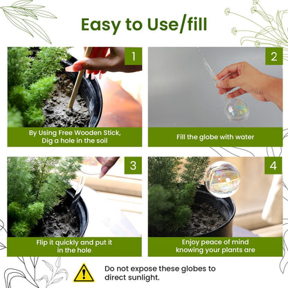 2 Pcs Iridescent Self Watering Globes, Glass Rainbow Plant Watering Globes, Self Watering Planter Insert, Automatic Plant Waterer Indoor, Plant Watering Devices, Plant Water Globes, Watering Bulb