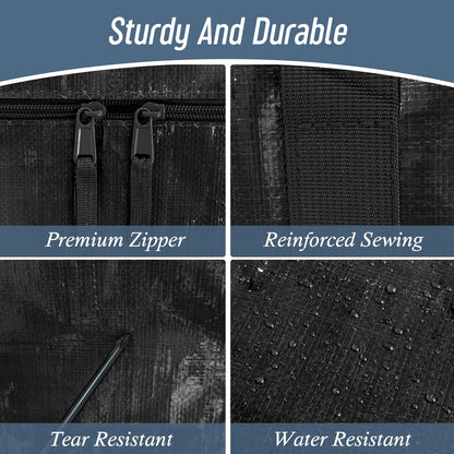 6 Pack Extra Heavy Duty Large Moving Bags with Strong Zipper & Comfortable Handles, Sturdy & Durable Clothes Storage Bags Totes Bins, Packing Moving Boxes for College Supplies, Black