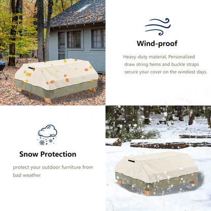 Bitubi 96 Inch Heavy Duty Waterproof Picnic Table Cover - 600D Tough Canvas Wind Dust Proof Anti-UV Outdoor Patio Table Bench Covers Winter